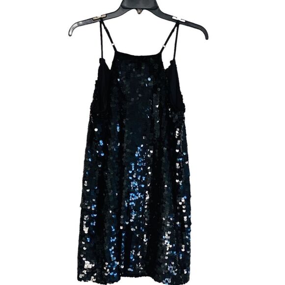 Walter Baker Black Sequin Paillette Dolla Disco Mini Dress Sz L NWT runs small - Picture 6 of 11